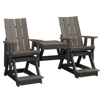 American Furniture Classics Model 416CGBK-K Brandon Balcony Height Double Glider with Center Table in Coastal Gray on a Black Base