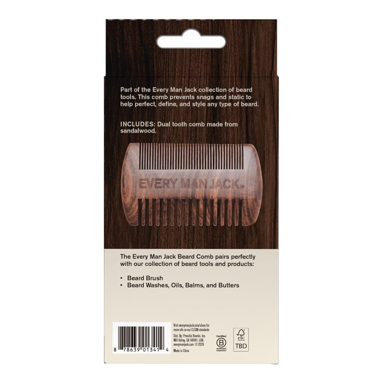 Every Man Jack Beard & Mustache Comb, Ebony Wood photo 7