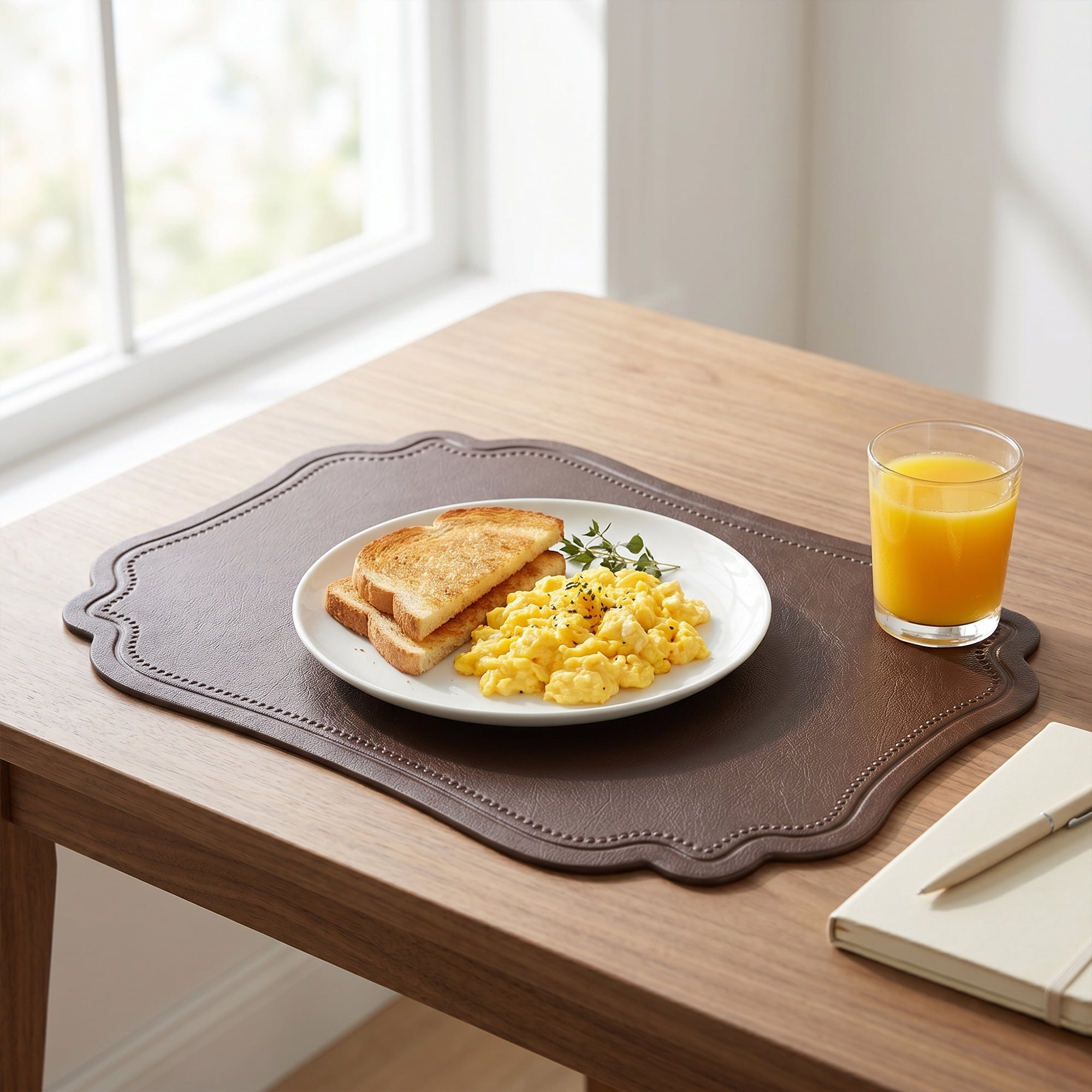 Unique Bargains Set of 6 Solid Placemats Leather Placemats for Kitchen Dining Coffee