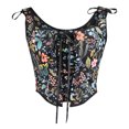 thumbnail image 2 of QIPOPIQ Clearance Corset Top for Women Renaissance Faire Eyelet Lace-up Floral Print Fishbone Court Vintage Corset, 2 of 9