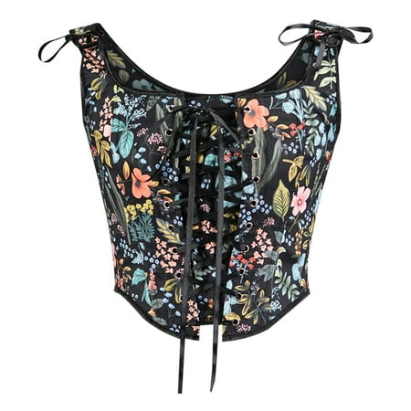 

Women s Court Vintage Corset Tops Sexy Slim Shapewear Floral Print Lace Up Elastic Waist Belt Fishbone Tie Corsets Blusas de Mujer de Moda