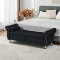 thumbnail image 2 of Dtwnek 62.2 Inch Soft Velvet Storage Bench with Wood Frame, Suitable for Bedroom, Living Room, Black, 2 of 8