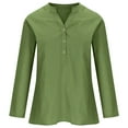 thumbnail image 4 of Bmisegm Loose Button Down Blouse tops Stand Solid Sleeve Collar Long Casual Women Shirt Women's Blouse shirts for women Green S, 4 of 5