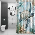 thumbnail image 4 of Retro Sea Turtles Bathroom Shower Curtain, Ocean Sea Stars Corals Animals Waterproof Washable Soft Bath Curtain for Bathtub Decor with 12 Hooks&Grommet, 48x72 Inch, 4 of 9