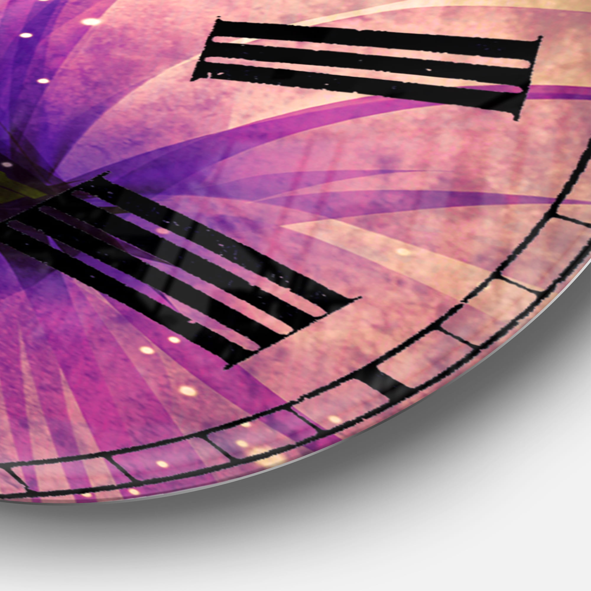 Designart Glowing Lily Flower 23" x 23" Analog Round Tropical Wall Clock, CLM8119-C23