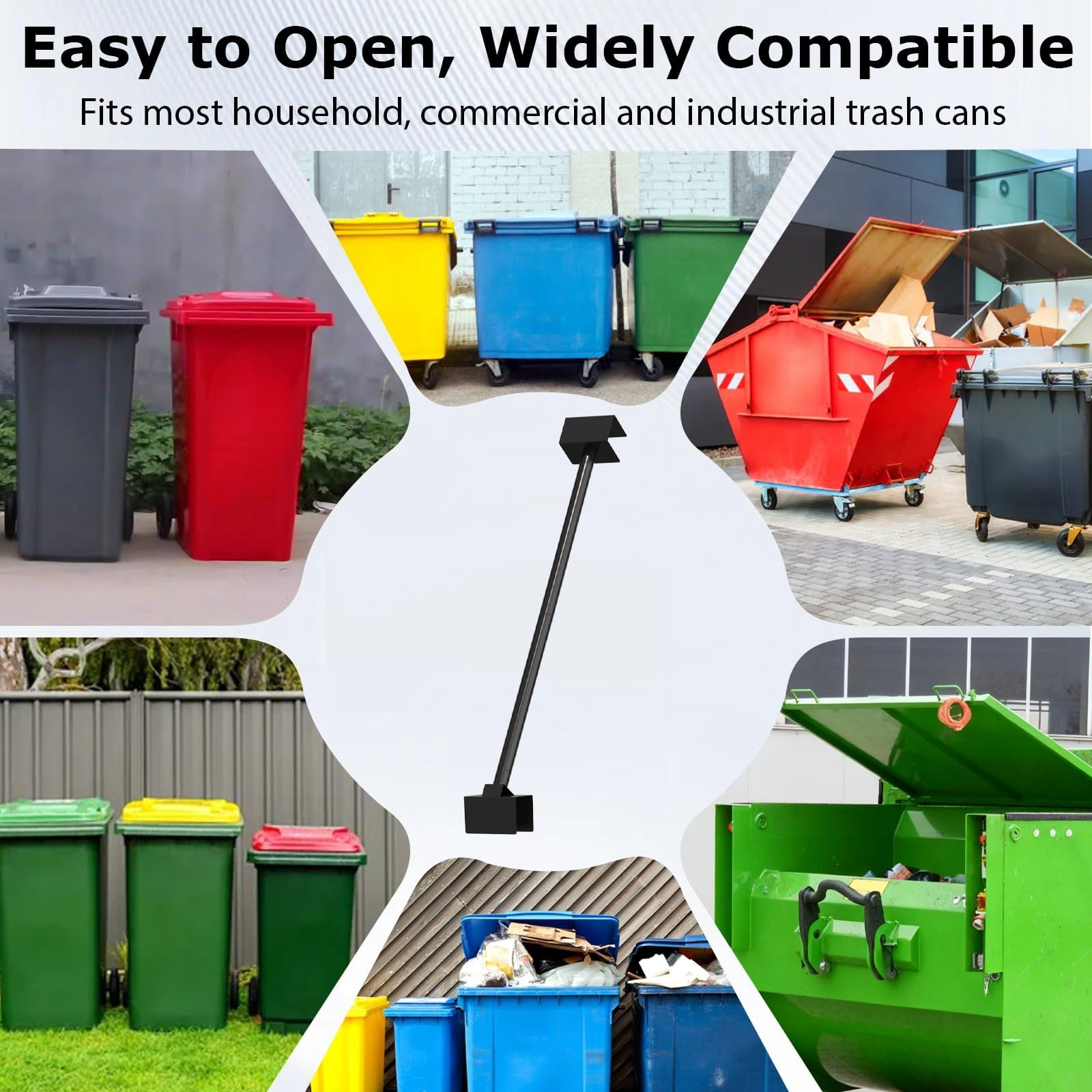 Adjustable Trash Can Lid Holder, All-Metal Rust-Resistant Garbage Bin Lid Support Bar
