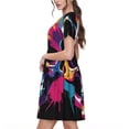 thumbnail image 2 of Easygdp Colorful Skull para Vestido Transpirable de Mujer, Vestido Suelto de Manga Corta con Pliegues y Bolsillos para el Verano, 2 of 6