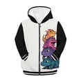 thumbnail image 3 of POLERO Girls Graphic Zip Up Hoodies Sweatshirt with Pockets Kids Hooded Coat Casual Outerwear Cartoon Dinosaur Black Print 6-7 Years, 3 of 7