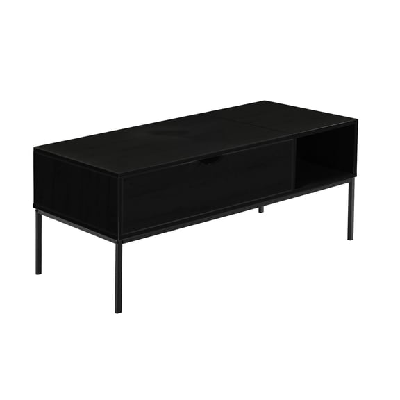 Coffee Table - 42"L - Rectangular - Cocktail - Lift-top - Black Laminate
