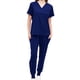 thumbnail image 3 of Conjunto de uniforme médico para mujer, ropa de trabajo, camiseta y pantalones de enfermera con múltiples bolsillos. Azul, 3 of 9