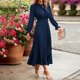 thumbnail image 5 of Vestido Estampado de puntos Cambio lindo Color sólido Mujer con cordones Traje diario Ygjytge Azul oscuro T XL para Mujer, 5 of 8