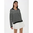 thumbnail image 2 of Striped Knitwear Polo Shirt Sweater, 2 of 5