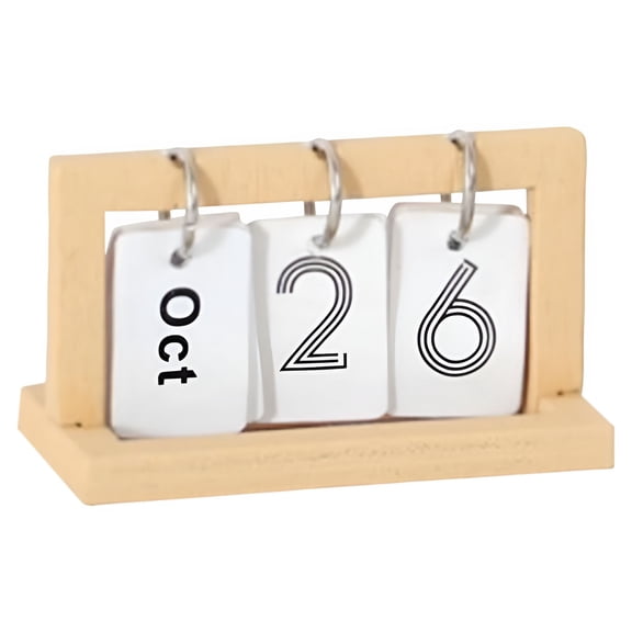 1x Flip Wooden Perpetual Calendar,Wooden Desk Calendar,Vintage Date Blocks for Desk,with Month & Day Display,Daily Desktop Calendar,Perpetual Flip Calendar with Large Display,Rustic Office Decor