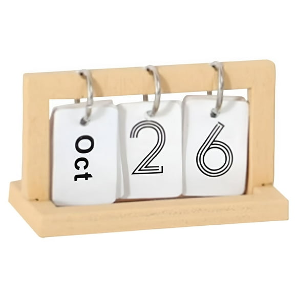 BINGLI Wooden Perpetual Desk Calendar, Wood Desktop Perpetual Flip Calendar Desk Decor Calendar Reusable Vintage Desktop Calender for Office Desktop Home Decro Ornaments