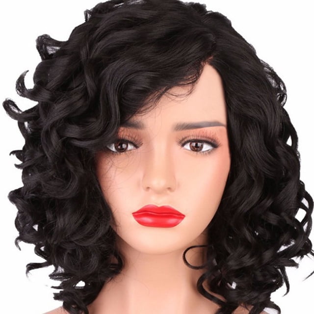Puntoco Peluca de pelo sintético de moda, de pelo medio largo y rizado, pelucas de pelo natural