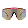 thumbnail image 2 of 80s Pop Paint Splatter Rimless Half Rim Oversize Sport Plastic Sunglasses Pink Gold Mirror, 2 of 4