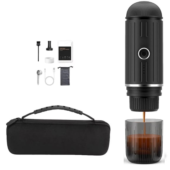 2 in 1 Capsule Powder Travel Coffee Maker Electric Espresso Coffee Machine for Car & Home Camping Coffee Maker Black