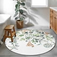 thumbnail image 4 of Round Area Rug 4ft,Green Eucalyptus Leaves Starfish Shell Washable Carpet Non-Slip Runner Accent Rugs Indoor Floor Mat for Bedroom Living Room Decor,Summer Ocean Conch, 4 of 9