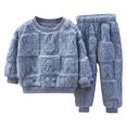 thumbnail image 3 of Pyjamas en Polyester pour Enfants 2 Pcs/ensemble Ensemble de Pyjamas pour Enfants Automne Hiver Couleur Unie Rabbit Col Rond Épais Chaud sous-Vêtements Thermiques Garçons Filles Manches Longues Haut Pantalon, 3 of 8