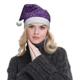 thumbnail image 5 of Haiem Purple Glitter Pattern Santa Hat Confortable Velvet Christmas Hat for Christmas Party Favors Fit for Adults Men Women, 5 of 6