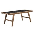 thumbnail image 2 of Modway Saoirse 17.5" Woven Leather & Wood Bench in Black and Walnut, 2 of 8