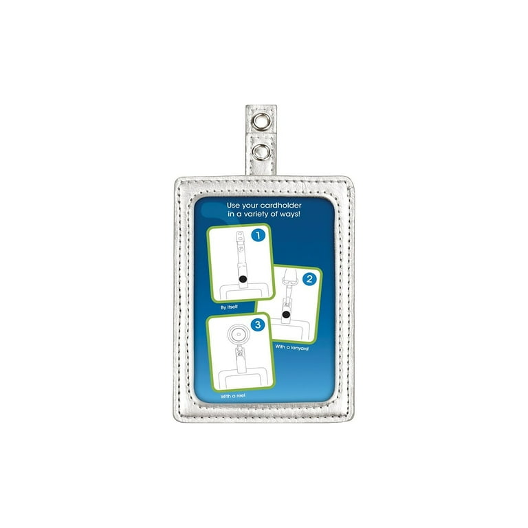 MyID Leather ID Badge Holder, Vertical/Horizontal, 2.5 x 4, Silver