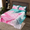 thumbnail image 2 of YST Marble Bedspread Set,Abstract Fluid Coverlet Set Pink Green Gradient Quilt Set For Kids Teen Adults,Marbling Bed Set Queen Size, 2 of 5