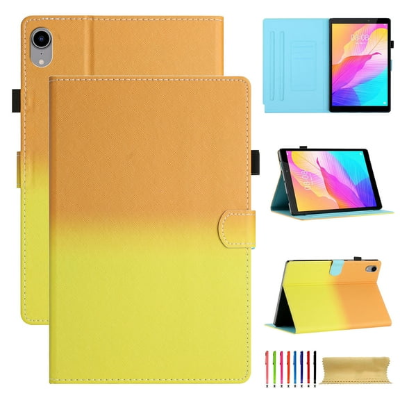 for iPad 10th Gen 10.9" 2022, Gradient Color PU Leather Folio Stand Magnetic Wallet with Card Pockets [Auto Wake/Sleep] Soft TPU Shockproof Cover for iPad 10th Generation, Orange Yellow