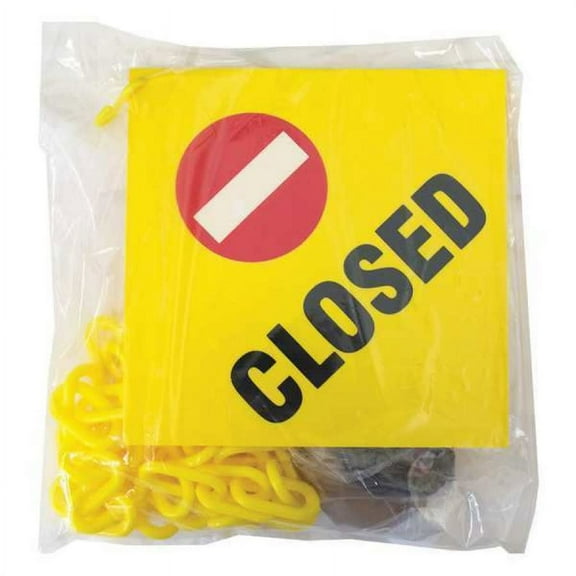 Closed Sign Kit 3 Feet Yellow Plastic Safety Chain