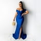 thumbnail image 5 of Vestidos de noche de sirena con escote en V y hombros descubiertos sexys para mujer, elegantes vestidos largos formales ajustados con frunces para fiestas nocturnas y bailes de graduación, 5 of 5
