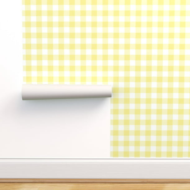 Peel & Stick Wallpaper Swatch - Small Yellow Buffalo Check Gingham  Watercolor Picnic Sugar Fresh Custom Removable Wallpaper by Spoonflower -  