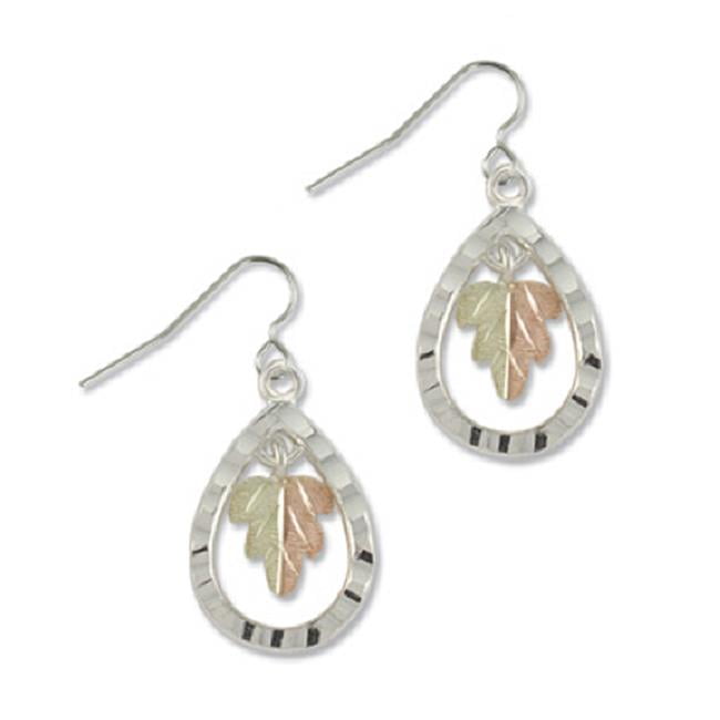 Landstroms Mrler1004 Silver Black Hills Gold Leaf Dangle Earrings