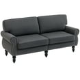 thumbnail image 1 of HOMCOM Mid Back Loveseat with Wood Leg 2 Seater Sofa Couch, Dark Grey, 1 of 10
