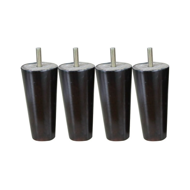 4 piezas de 4'', 5'', 6'' y 8'' patas cónicas de madera maciza para sofá, gabinete, silla, muebles Negro 12cm H