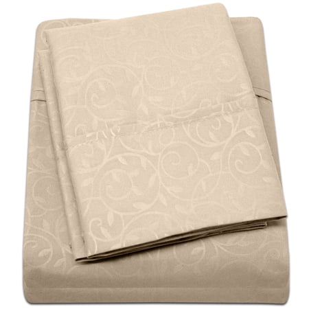 LushElegance 1800 Series King Size 4 Piece Vine Embossed Sheet Set - Mocha