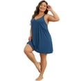 thumbnail image 3 of DARING DIVA Women's Plus Elegant V Neck Chemise Nightgown 4X Blue, 3 of 6