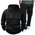 thumbnail image 2 of BiZtdJrK Tracksuits for Men Solid Color Long Sleeve Tactical Hoodies and Casual Drawstring Cargo Sweatpants 2 Piece Sets Military Workout Jogging Suits Black XXL, 2 of 7