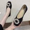 thumbnail image 4 of AUDeals Women’s Pearl Rhinestone Slip On Flats Breathable Casual Flat Shoes Non Slip Low Top Dress Shoes (Black, 9.5-10), 4 of 9