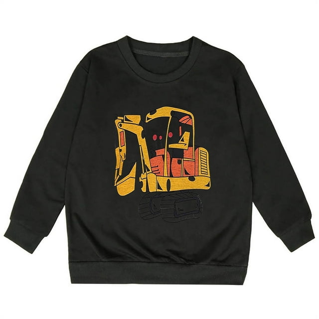 PMVFHDE Liquidation Automne Chandail en Molleton Col Rond Mode Enfants Personnalité Décontractée Imprimé Col Rond Sans Capuche Manches Longues Chandail en Molleton Noir,140