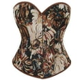 thumbnail image 4 of Abomasnow Corset Tops for Women Vintage Floral Print Strapless Denim Bustier Shapewear Tops Trendy Lace-Up Back Push Up Bodyshaper Tops, 4 of 9
