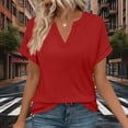 thumbnail image 2 of zbxnLI Spring Top for Womens Plain Shirts Short Sleeves V Neck Tunic Top Loose Dressy Blouse Trendy Pullover Outfits, 2 of 6