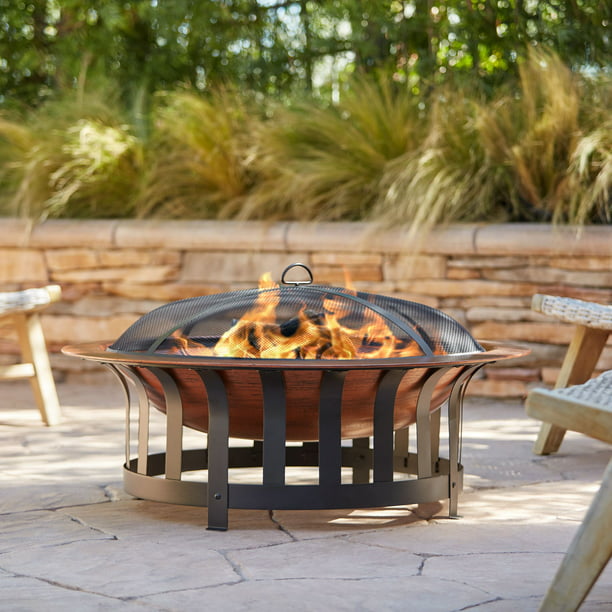 John Timberland Copper and Black Outdoor Fire Pit Round 40