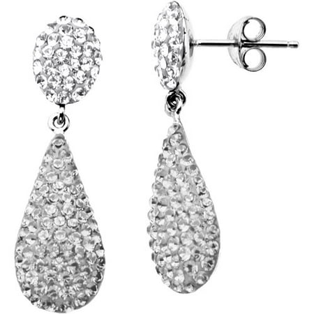 Luminesse Sterling Silver White Drop Earrings made with Swarovski ...