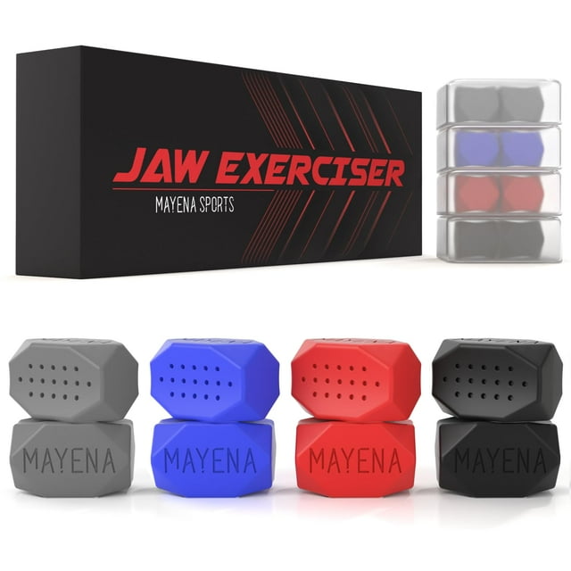 Jaw Exerciser Mayena 4 niveles de resistencia de silicona, juego de 8 piezas