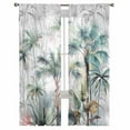 thumbnail image 2 of Summer Palm Trees Semi Sheer Curtains 96 Inch Length 2 Panels Set, Botanical Tropical Leaves Sheer Kitchen Curtain Privacy Voile Window Curtain for Living Room Bedroom Rod Pocket Drapes, 2 of 7