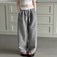 thumbnail image 5 of Fozruso Girls Casual Pants Girls Pants Casual Straight Leg Checkered Print Elastic Waist Comfortable Daily Wear For Kids Age 6 15 For School Outdoor Vacation Spring Summer Fall Sizes 120, 5 of 6