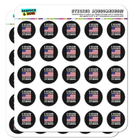 Pack Laser Stickers Flag Design - I Stand For The Flag Kneel Cross USA American Flag Patriotic 1