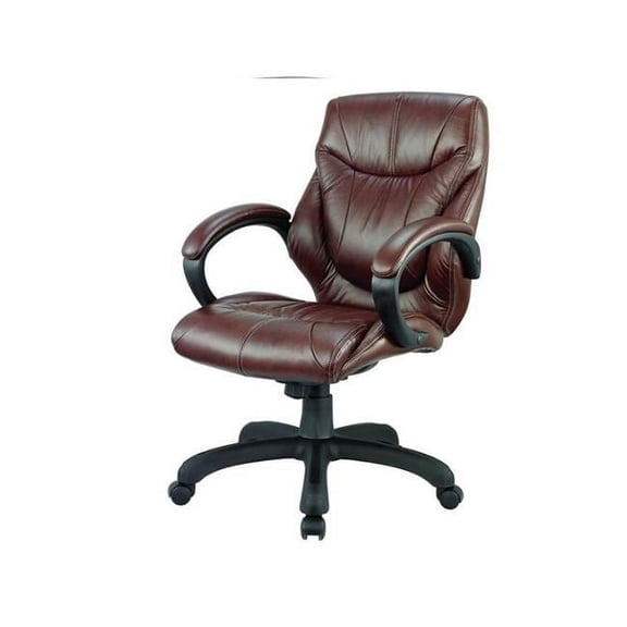 Nicer Furniture AP127B-CHB Middle Back Real Leather Executive Chair, Brown