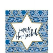 Amscan Hanukkah Festival Of Lights 2-Ply Lunch Napkins, 6-1/2" x 6-1/2", Blue, Pack Of 108 Napkins
