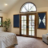 Unique Bargains French Door Window Blackout Curtain Panel Navy Blue 25" x 40"